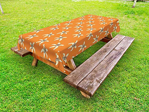 ABAKUHAUS Floreale Tovaglia da Esterno, La fioritura del Giglio Fiori Art, Tovaglia da Picnic Lavabile Decorativa, 145 cm x 210 cm, Dark Orange And Cream