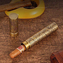 Compatto da Viaggio Tubo del Sigaro, Sigaro Sollievo Arte, Tubo di Bronzo, può Essere Conservato per Un Tubo Humidor, Ideale per I Viaggi, Gli Amanti del Sigaro,d'oro