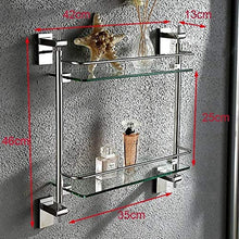 GDFEH Scaffale per Doccia 2 Bagno in Vetro Bagno in Acciaio Inox Scaffale in Acciaio Inox Scaffale per Bagno Scaffale Doccia Doccia Caddy Storage Basket 16.5x5x18inch