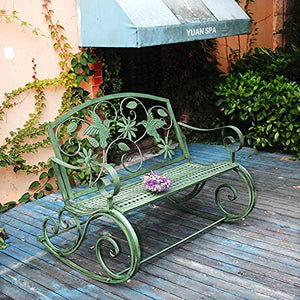 45in doppia panca per esterni panchina per il tempo libero da terrazza, doppia seduta in metallo retrò mobili da giardino sedia a dondolo, sedia da portico resistente alle intemperie per mobili da