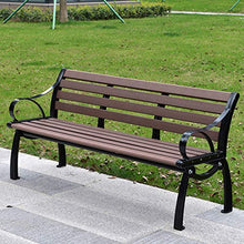 Panchina da giardino per terrazza all'aperto, sedia da parco, struttura in legno massello anticorrosivo e alluminio pressofuso, sedia da portico resistente alle intemperie, panca lounge da esterno
