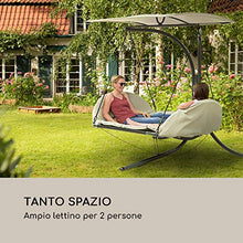 blumfeldt Fountain Valley Sdraio Pensile - Tettuccio Parasole, Oscillazione Rilassante, Spessore Imbottitura 4 cm, 2 Cuscini Laterali, Robusta Base in Acciaio, Viti in Acciaio Zincato, Beige