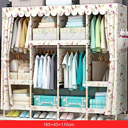 wardrobe Armadio Semplice in Tessuto, Doppio Armadio in Legno Massello per Uso Domestico, Utilizzato per Dormitorio, Stanza in Affitto, ECC.