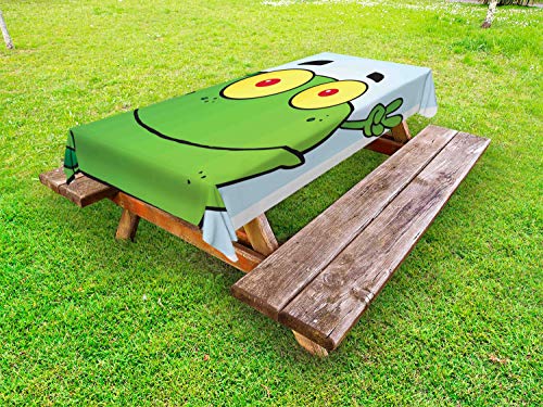 ABAKUHAUS Rane Tovaglia da Esterno, Segno capriccioso Pace Animal, Tovaglia da Picnic Lavabile Decorativa, 145 cm x 210 cm, Lime Green Baby Blue