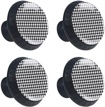 Pied de poule bianco nero classico Pomelli per Porta Set di 4 Pomelli per Mobili Manopole per Cassetti Cucina Armadio Vetro