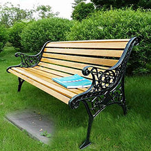 Outdoor Benches Panchina da Giardino da 49"in Metallo Panchina condivisa nel Parco all'aperto, Panca Decorata da Balcone con Veranda, Sedia con Struttura in Metallo e Legno per 2-3 Persone