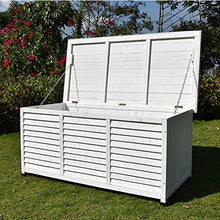 CFYP Scatola Portaoggetti da Giardino con Coperchio, Tronco Contenitore per Mobili da Esterno in Legno Impermeabile (Blu, Bianco)