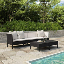 Festnight 6 pz Set Divano da Giardino, Salotto da Giardino con Cuscini, Divani Modulari da Esterno, Divano da Giardino, Set di Mobili da Giardino, in Polyrattan Nero