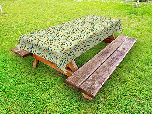 ABAKUHAUS Floreale Tovaglia da Esterno, Toni Pastello Lascia i Rami, Tovaglia da Picnic Lavabile Decorativa, 145 cm x 210 cm, Pale Green Multicolor