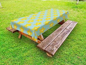 ABAKUHAUS Tropicale Tovaglia da Esterno, Carambole Frutta, Tovaglia da Picnic Lavabile Decorativa, 145 cm x 210 cm, Turchese Terra Gialla