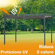 Outsunny Gazebo Pergola con Telo Scorrevole in Metallo e Poliestere, Filtra Raggi UV, per Esterni, 298 x 213 x 222 cm