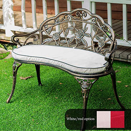 Panca da Giardino In Metallo Panca da Giardino,Panchina Con Struttura In Alluminio Pressofuso E Schienale Sedile Doppio Per Esterno Con Fiore di Rosa，Panca Decorativa Per Prato / Portico