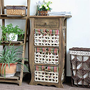 Ryyland-Home Cassettiera Casale Tessuto Dresser 4 Livello di Storage unità for la Balcone Camera Ingresso Corridoio Camera Petto (Color : Natural, Size : 50x33x86CM)
