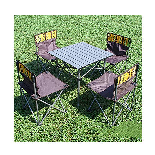 Set Tavolo e Sedia da Esterno Set da Tavolo da Pesca a Picnic in Cinque Pezzi, Tavolo Portatile e Sedia per Tour autonomo, Tavolo da Giardino e Sedia