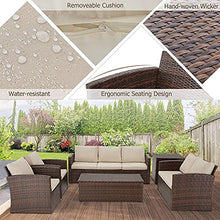MengFeiNi Set di Mobili da Stiro da 7 Pezzi, Divano da Esterno in PE Divano in PE Divano in PE Divano in Rattan Divano per Il Cortile del Giardino, con Due Scatole da Stoccaggio Tavola Cuscini Beige