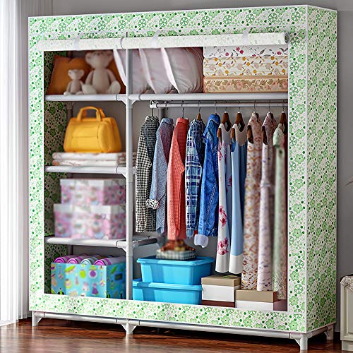 wardrobe Armadio in Tessuto, Armadio Imbottito Rinforzato con Tubo d'Acciaio 25mm, Tessuto Oxford, Carico Pesante