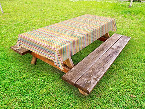 ABAKUHAUS Astratto Tovaglia da Esterno, Colorful Irregolare Macchie, Tovaglia da Picnic Lavabile Decorativa, 145 cm x 305 cm, Guscio d'uovo Multicolor
