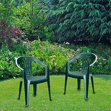 Sedia Verde con Braccioli | 2 Pezzi | Poltroncina in Plastica Impilabile da Giardino Garden Bar Interno Esterno Campeggio Balcone Pizzeria