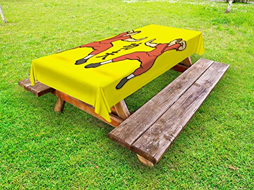 ABAKUHAUS Kung Fu Tovaglia da Esterno, Fumetto e, Tovaglia da Picnic Lavabile Decorativa, 145 cm x 265 cm, Salmone Giallo Scuro