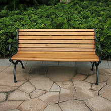 Sedia per portico da parco all'aperto, panca con struttura in ghisa in legno massello anticorrosivo, sedile per il tempo libero da giardino, mobili da giardino per terrazza, portante 500 kg