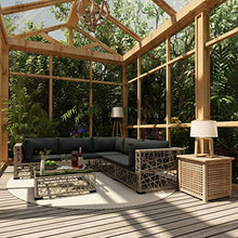 Festnight 6 pz Set Divani da Giardino in Polyrattan Grigio con Tavolino,Set Divani Angolari da Giardino in Rattan,Set Divani Modulari da Giardino per Esterno in Rattan,Salotto da Giardino