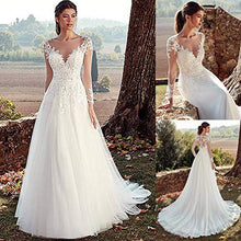 FTFTO Accessori per la casa Abiti Eleganti e semplici Abito alla Moda con Scollo a V Tulle Appliques in Pizzo Abito Elegante Abito da Sposa Romantico Bianco 18W