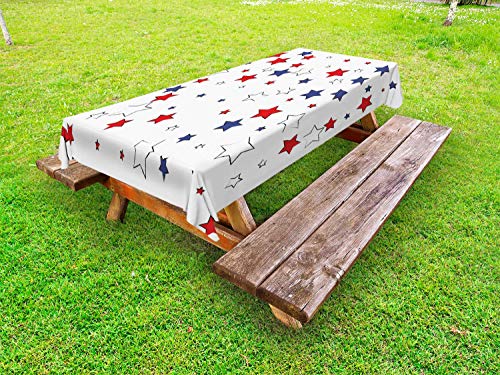 ABAKUHAUS Quattro luglio Tovaglia da Esterno, Holiday Time Stars, Tovaglia da Picnic Lavabile Decorativa, 145 cm x 305 cm, Rosa Scuro Lavanda