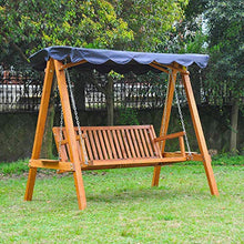 miozzi Dondolo da Giardino 3 Posti in Legno con Baldacchino Swing Blu