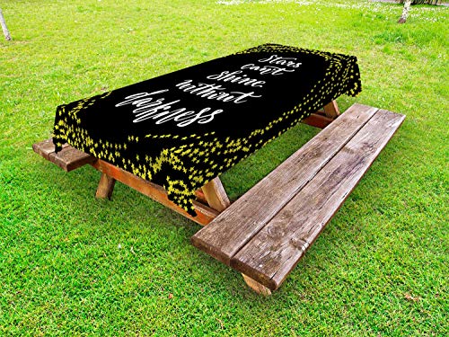 ABAKUHAUS Detto Tovaglia da Esterno, Filosofico Formulazione Art, Tovaglia da Picnic Lavabile Decorativa, 145 cm x 210 cm, Giallo e Dark Taupe