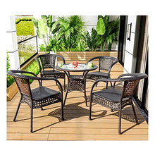 HLZY Tavolo in Vimini in Rattan mobili in Patio e Set Sedia, Mobili da Giardino in Rattan Set da Giardino all'aperto Tavolo da Giardino e sedie Set di Vetro Top tavolino da caffè