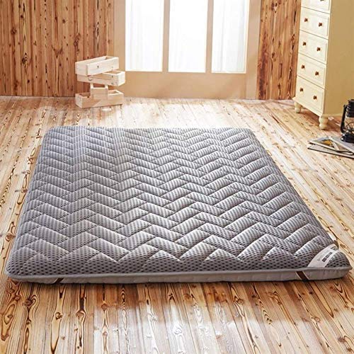 ZGYZ Tappetino Addensato, coprimaterasso Imbottito Reversibile Trapuntato Traspirante Morbido Pieghevole Futon Grigio 120x200x6cm