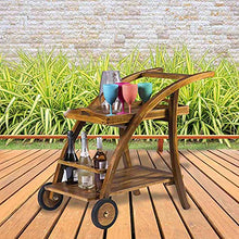 Carrello per Bevande in Legno Massello - Carrello Portaoggetti per Esterno Pieghevole in Teak Resistente Agli Agenti Atmosferici - Perfetto per Feste in Giardino, Divertimento Degli Ospiti e Altro