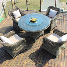 Set di Mobili da Giardino per Esterni, Set di Combinazioni di Sedie in Rattan per Famiglie da 5 Pezzi con Tavolino in Vetro Mobili da Conversazione in Vimini da Giardino per Tutte Le Stagioni