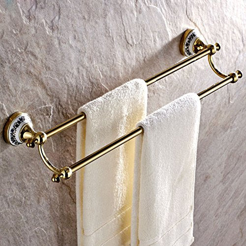 MBYW Portasciugamani Moderno Portasciugamani Elegante per Il Bagno di Moda Bagno di Rame Doppio Rod_Original Fornitura Asciugamano Asta Doppia Asta Mano-Disegno portasciugamani Bagno in Rame
