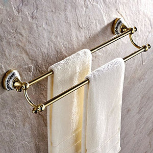 MBYW Portasciugamani Moderno Portasciugamani Elegante per Il Bagno di Moda Bagno di Rame Doppio Rod_Original Fornitura Asciugamano Asta Doppia Asta Mano-Disegno portasciugamani Bagno in Rame