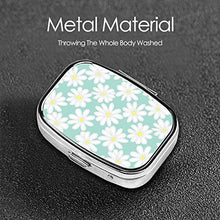 Scatola quadrata per pillole medicinali Bright Happy Daisies On Mint Fashion Organizer per pillole da viaggio per integratori di vitamine