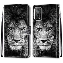 Miagon Custodia Cover Case per Xiaomi Mi 10T,Colorato Modello Pelle Portafoglio Libro Cuoio Flip Case con Porta Carte Magnetica Supporto,Leone