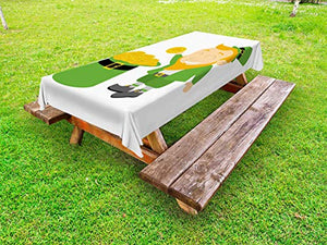 ABAKUHAUS Fata Tovaglia da Esterno, Rich Irish Carattere, Tovaglia da Picnic Lavabile Decorativa, 145 cm x 210 cm, Fern Green Earth Giallo