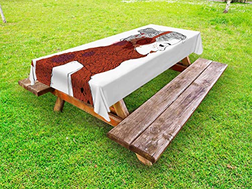 ABAKUHAUS Musica Tovaglia da Esterno, Acquerello Stile Side Design, Tovaglia da Picnic Lavabile Decorativa, 145 cm x 210 cm, Bordeaux Antracite