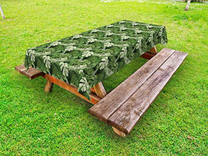 ABAKUHAUS Jungle Foglie Tovaglia da Esterno, Le Piante dal Bosco, Tovaglia da Picnic Lavabile Decorativa, 145 cm x 305 cm, Felce Verde Pastello Verde