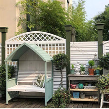 Panchina da giardino per esterno con tenda da sole, panchina da giardino in legno massello con braccioli e schienale, sedia da giardino doppia ombra per terrazza prato, adatta per giardino, prato