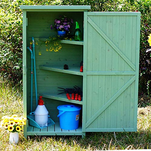 WanuigH Deck Box Outdoor in Legno Strumento Cabinet Storage Shed Sun e Impermeabile for Balcone Giardino Patio Armadio da Esterno (Colore : Verde, Size : 69.5x52x142cm)