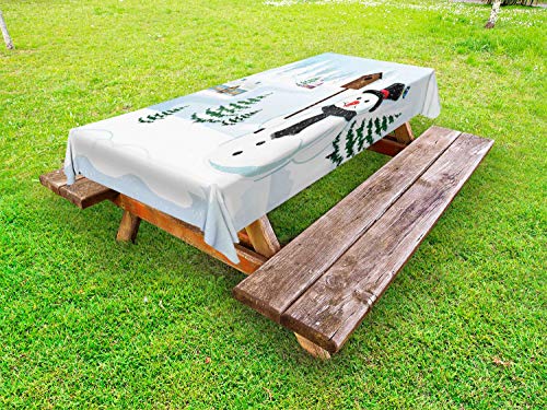 ABAKUHAUS Birdhouse Tovaglia da Esterno, Frosty Contiene Nest Graphic, Tovaglia da Picnic Lavabile Decorativa, 145 cm x 305 cm, Blue Sky Emerald