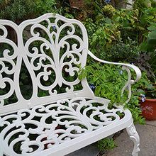 panchina patio con giardino metallo 35 pollici, Sedia con schienale a farfalla per il tempo libero Park Terrace, Sedia da portico antiruggine in fusione di alluminio con rivestimento antico