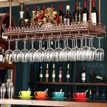 Sottosopra Porta Bicchiere di Vino Scaffale di Vetro Appeso Mensola di Decorazione del Soffitto in Ferro Semplice Stile per Bar Ristoranti Cucine,Ottone,60 * 35cm