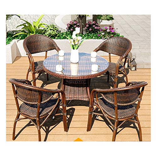 Tavolo in vimini in rattan mobili in patio e set sedia, Patio Arredi Mobili Conservatorio Set da tavolo Ambientazione interna Patio Rattan Tavolo da pranzo Set da tavolo in vimini Weave (4 pezzi)