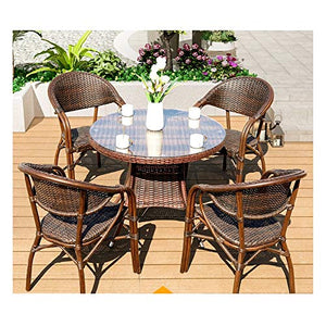 Tavolo in vimini in rattan mobili in patio e set sedia, Patio Arredi Mobili Conservatorio Set da tavolo Ambientazione interna Patio Rattan Tavolo da pranzo Set da tavolo in vimini Weave (4 pezzi)