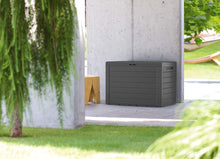 Deuba Baule da Giardino Effetto Legno Coperchio Ribaltabile Contenitore Box Cuscini Giochi Cassa per Esterni Marrone