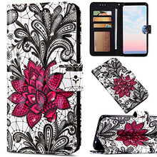 Saceebe Compatibile con Huawei Honor 7A Custodia Pelle Cover a Libro 3D Custodia in Pelle con Cordino Portafoglio Flip Case PU Custodia Pelle Cover Protettivo Bumper Morbido,Fiore di Pizzo