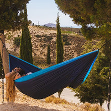 Manica – (doppia amaca in seta per paracadute, 300 x 170 cm, portata fino a 200 kg, con gancio (blu e blu)